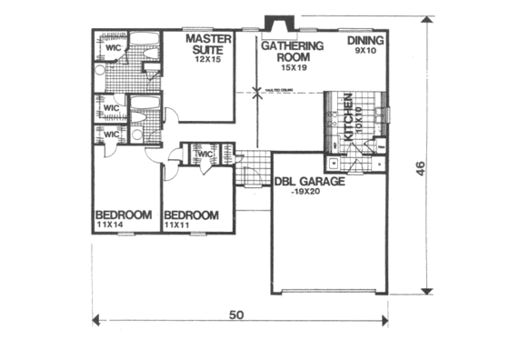 Floor Plan - Main Floor for Traditional House Plan #30-136 - 3 bed, 2 bath