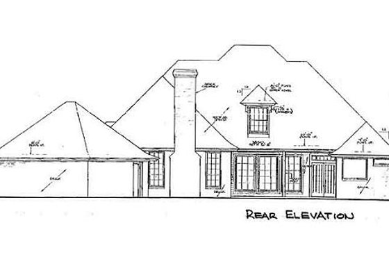 Exterior - Rear Elevation for European House Plan #310-868 - 3 bed, 3 bath