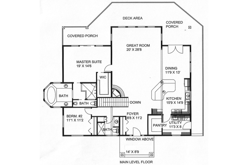 Architectural House Design - Floor Plan - Main Floor for Bungalow House Plan #117-806 - 4 bed, 4 bath