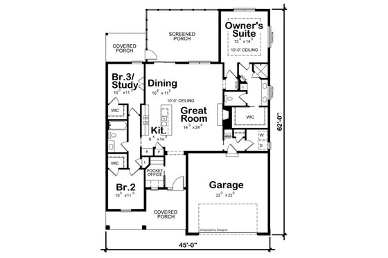 Floor Plan - Main Floor for Farmhouse House Plan #20-2548 - 3 bed, 2 bath