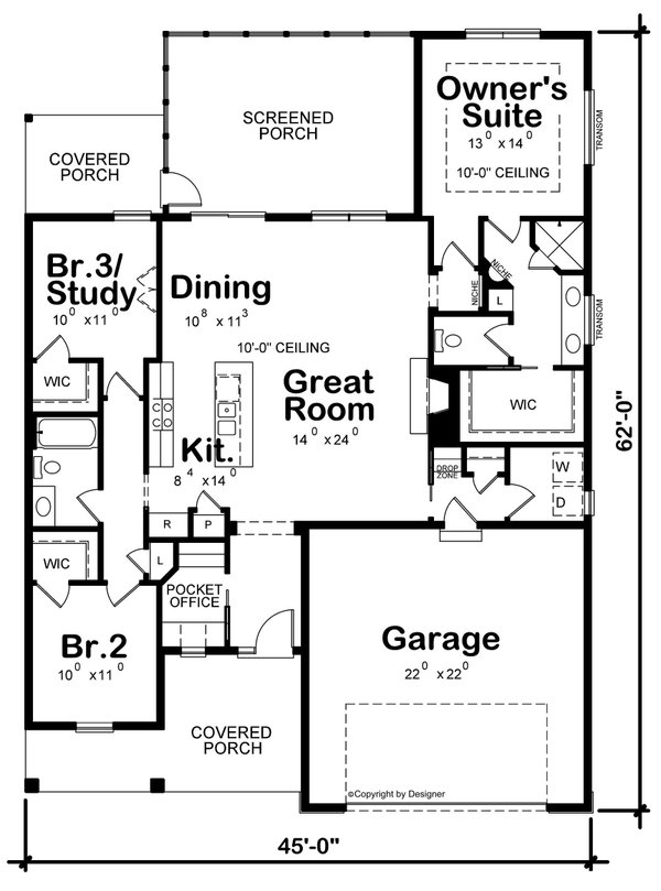 Farmhouse Floor Plan - Main Floor Plan #20-2548