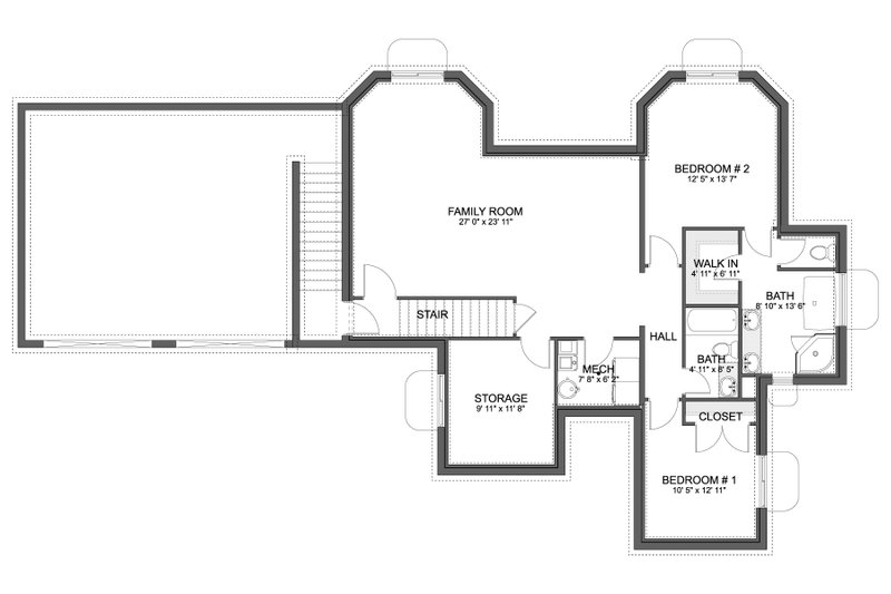 Dream House Plan - Floor Plan - Lower Floor for European House Plan #1060-468 - 2 bed, 2 bath