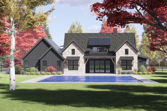Exterior - Rear Elevation for European House Plan #1096-85 - 4 bed, 3.5 bath