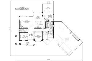 Craftsman style house plan, main level floor plan