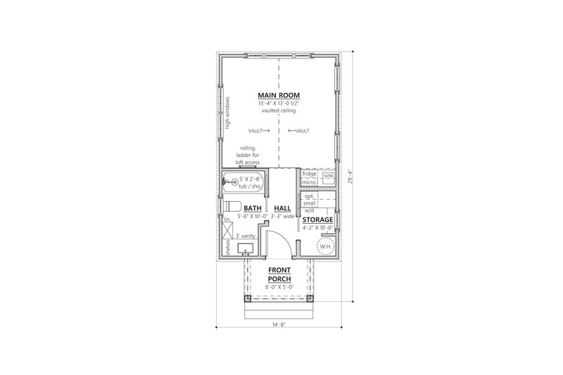 House Blueprint - Floor Plan - Main Floor for Farmhouse House Plan #1094-11, 1 bath