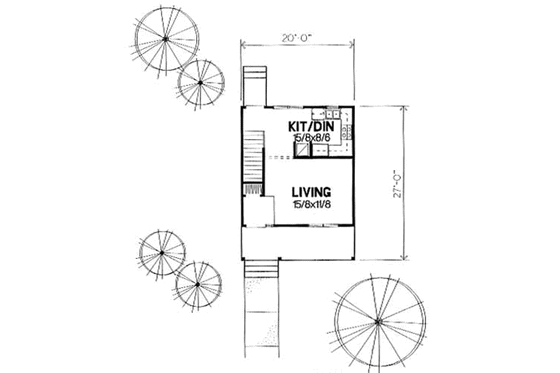 Floor Plan - Main Floor for Country House Plan #50-236 - 2 bed, 1 bath