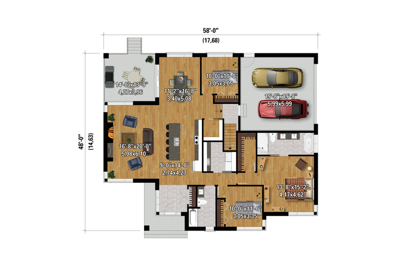 Dream House Plan - Floor Plan - Main Floor for European House Plan #25-4982 - 3 bed, 2 bath