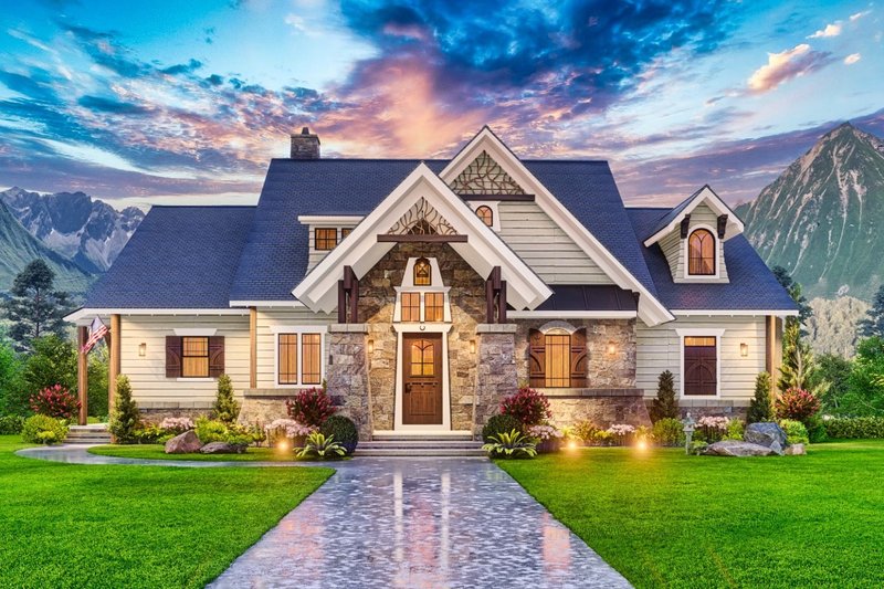 House Blueprint - Ranch Exterior - Front Elevation Plan #54-590