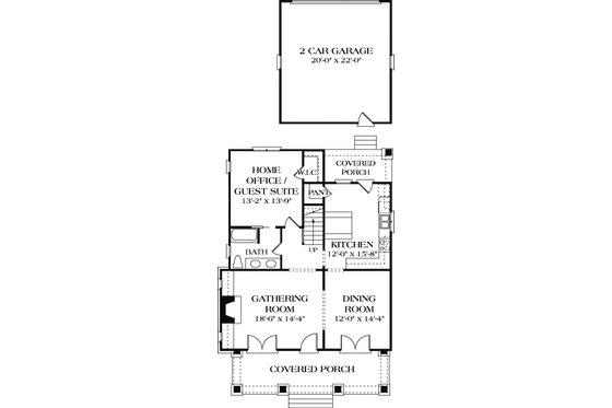 Floor Plan - Main Floor for Bungalow House Plan #453-4 - 3 bed, 3 bath