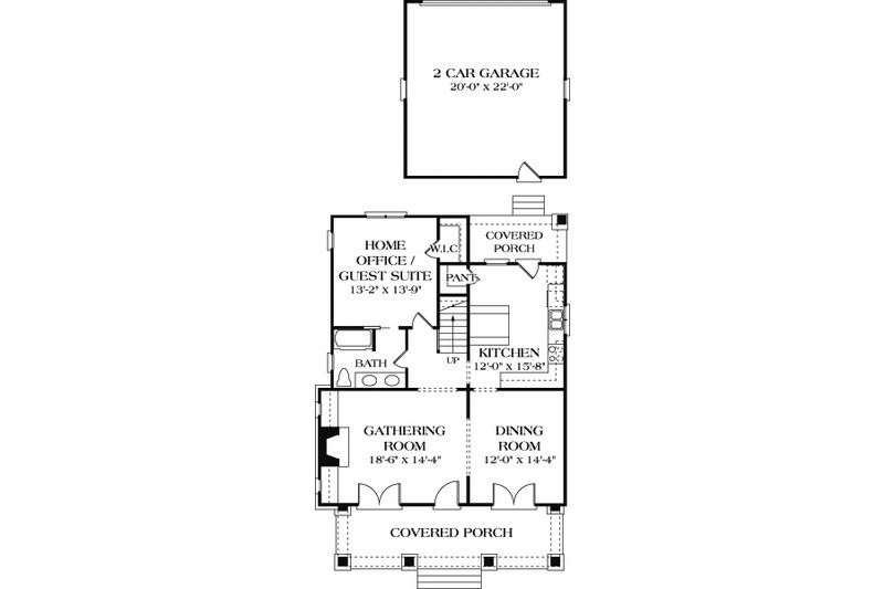 Architectural House Design - Floor Plan - Main Floor for Bungalow House Plan #453-4 - 3 bed, 3 bath