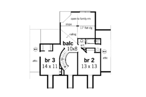 Floor Plan - Upper Floor for Southern House Plan #45-144 - 3 bed, 2.5 bath
