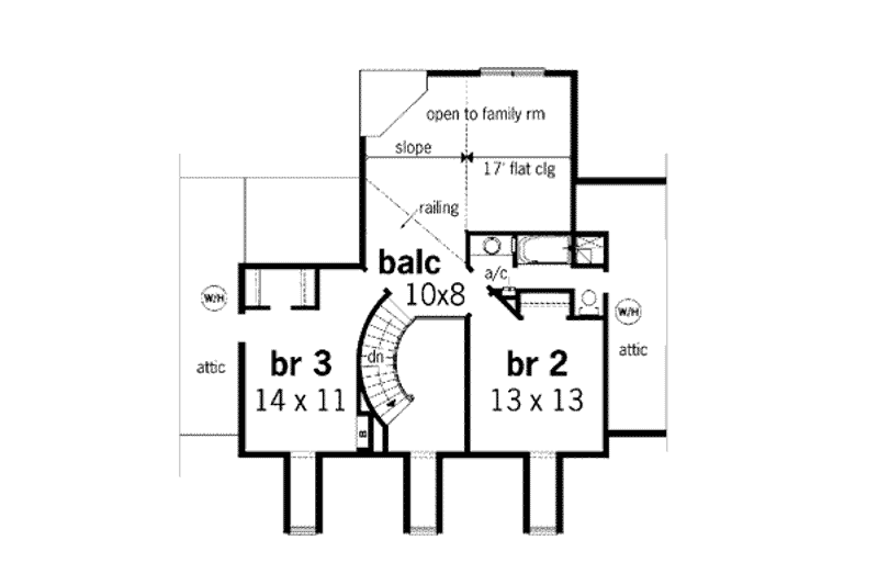 Architectural House Design - Floor Plan - Upper Floor for Southern House Plan #45-144 - 3 bed, 2.5 bath