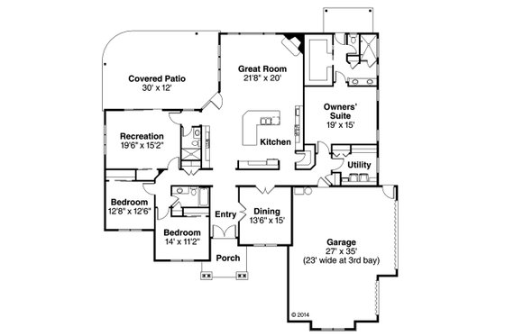 Floor Plan - Main Floor for Traditional House Plan #124-970 - 3 bed, 3 bath