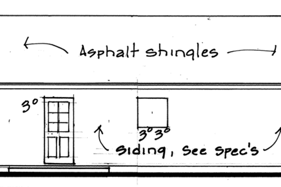 Exterior - Rear Elevation for Country House Plan #30-237 - 3 bed, 2 bath
