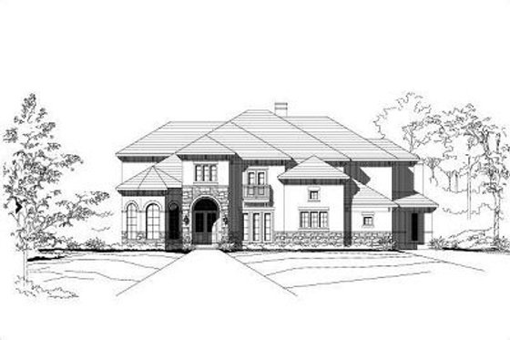 Exterior - Front Elevation for European House Plan #411-629 - 5 bed, 6 bath