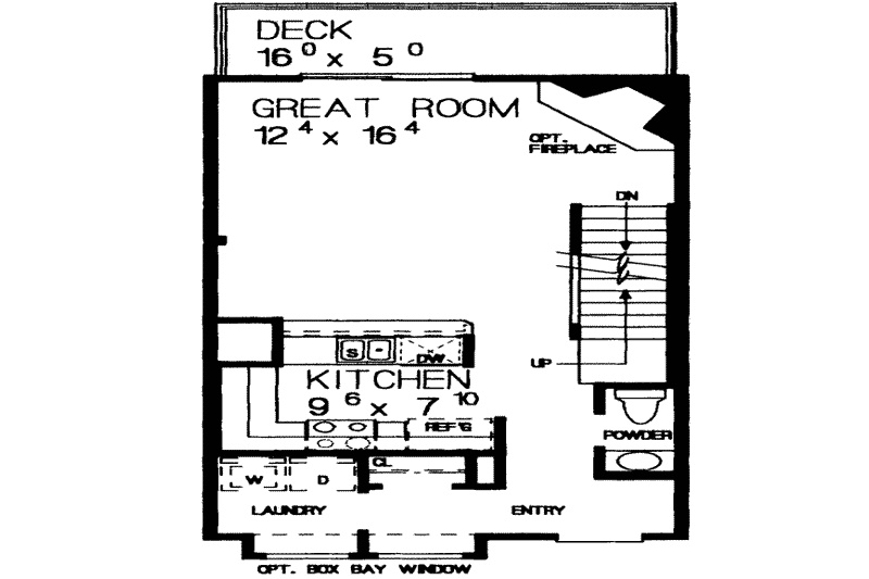 Dream House Plan - Floor Plan - Main Floor for Colonial House Plan #72-475 - 2 bed, 1 bath