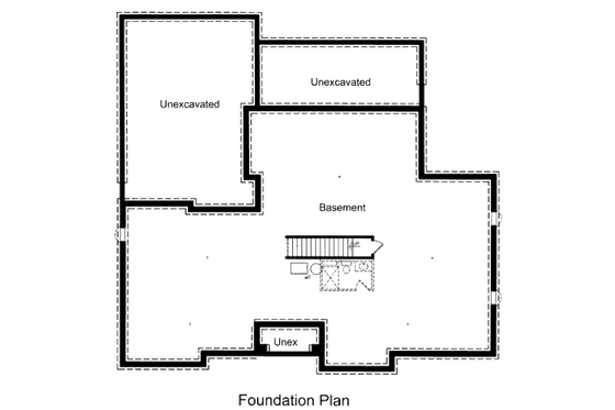 Floor Plan - Lower Floor for Bungalow House Plan #46-433 - 3 bed, 2 bath
