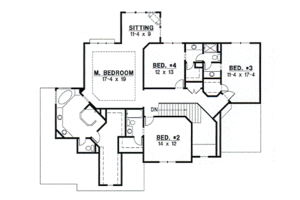 Floor Plan - Upper Floor for European House Plan #67-604 - 4 bed, 3.5 bath