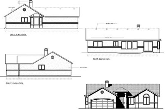 Exterior - Rear Elevation for Ranch House Plan #100-426 - 3 bed, 2 bath