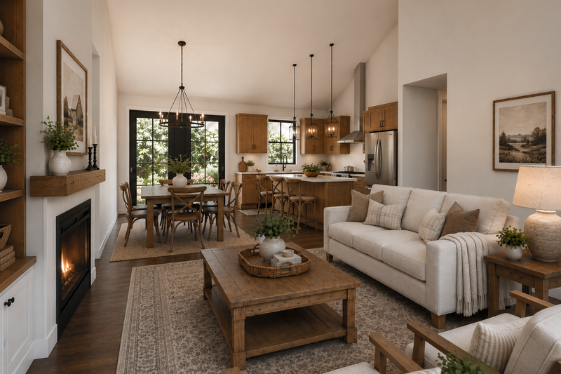 House Blueprint - Interior - Family Room for Farmhouse House Plan #48-1224 - 3 bed, 2 bath