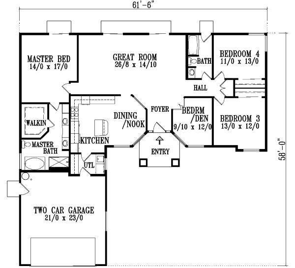 Adobe / Southwestern Floor Plan - Main Floor Plan #1-725