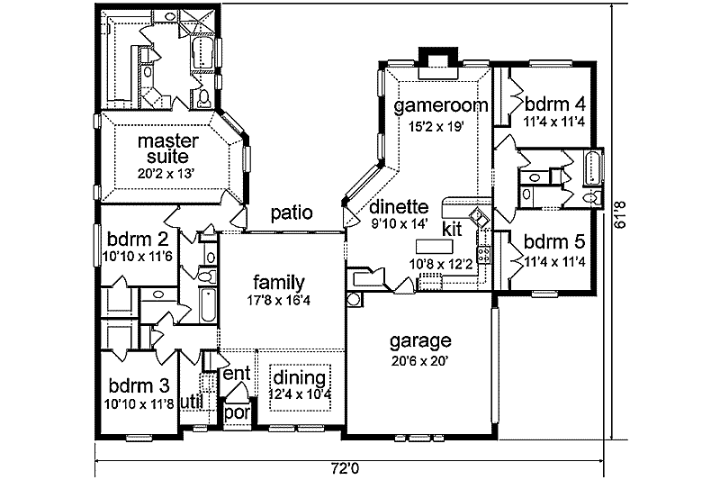 Home Plan - Floor Plan - Main Floor for Traditional House Plan #84-184 - 5 bed, 3 bath