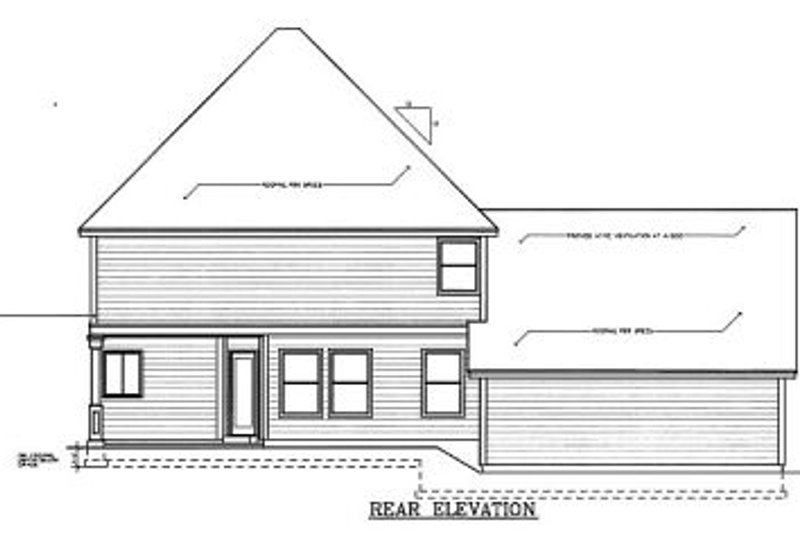 House Blueprint - Exterior - Rear Elevation for Colonial House Plan #97-224 - 3 bed, 2.5 bath