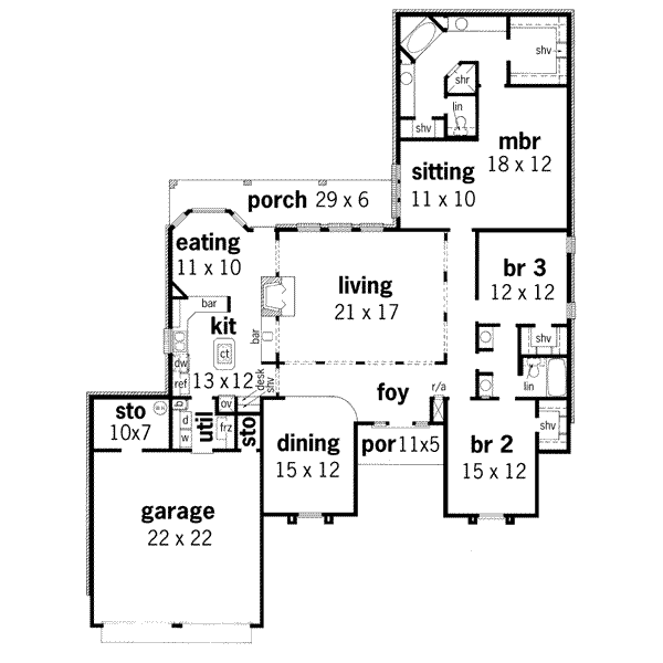 Architectural House Design - Traditional Floor Plan - Main Floor Plan #45-138