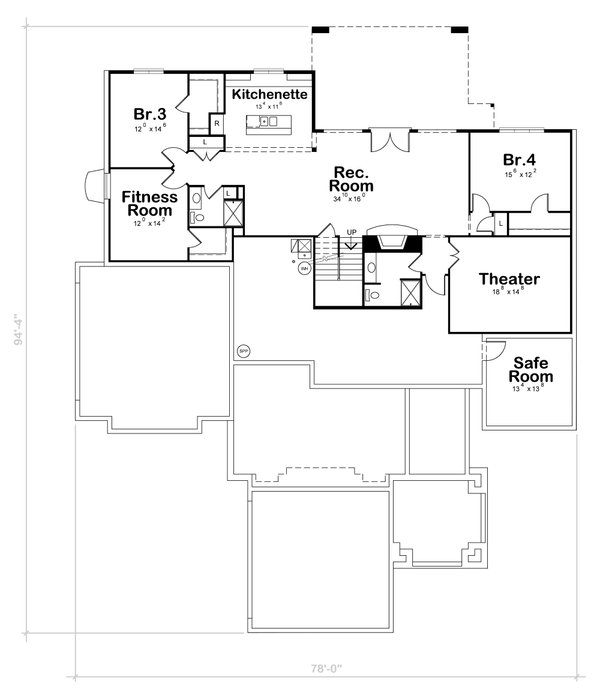 House Plan Design - European Floor Plan - Lower Floor Plan #20-2478