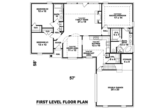 Floor Plan - Main Floor for European House Plan #81-989 - 3 bed, 2 bath