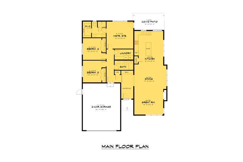 House Blueprint - Floor Plan - Main Floor for Contemporary House Plan #1066-229 - 3 bed, 2 bath
