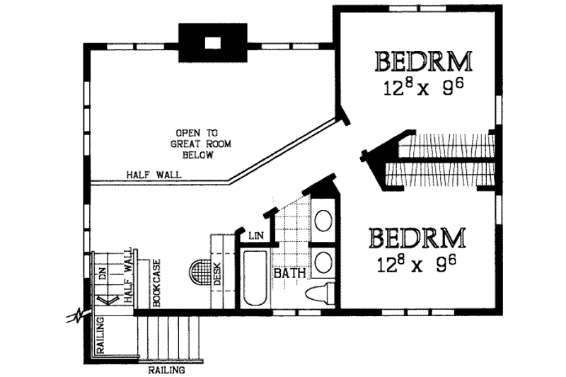 Home Plan - Floor Plan - Upper Floor for Bungalow House Plan #72-463 - 3 bed, 2.5 bath
