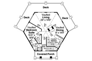 Floor Plan - Main Floor for Prairie House Plan #124-1143 - 1 bed, 1 bath