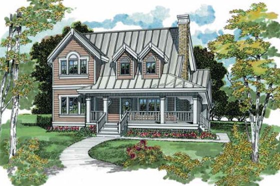 Exterior - Front Elevation for Farmhouse House Plan #47-384 - 3 bed, 2 bath