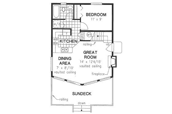 Floor Plan - Main Floor for Cabin House Plan #18-4501 - 2 bed, 1 bath