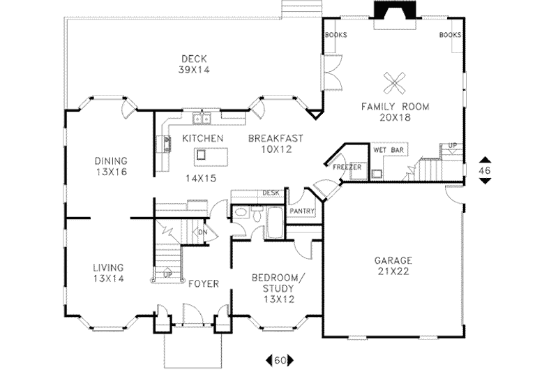 Home Plan - Floor Plan - Main Floor for European House Plan #56-215 - 5 bed, 4 bath