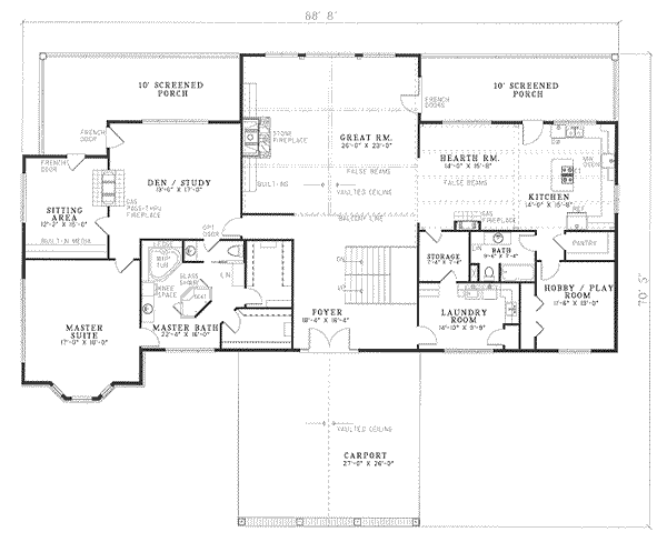 Dream House Plan - Ranch Floor Plan - Main Floor Plan #17-263