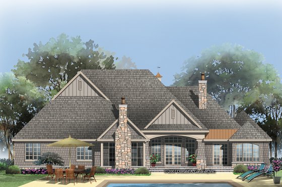 Exterior - Rear Elevation 2 for European House Plan #929-1 - 4 bed, 4 bath