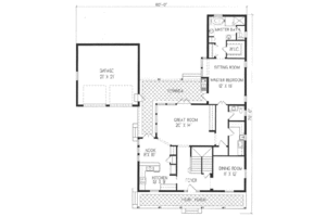 Floor Plan - Main Floor for Colonial House Plan #76-108 - 3 bed, 2 bath