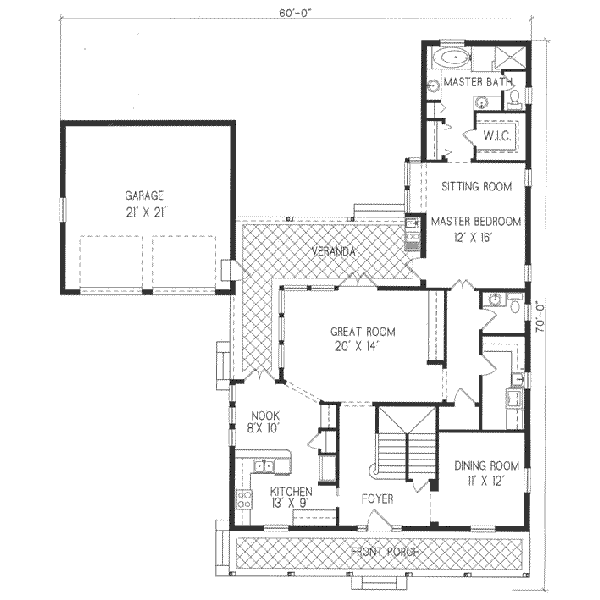 Colonial Floor Plan - Main Floor Plan #76-108