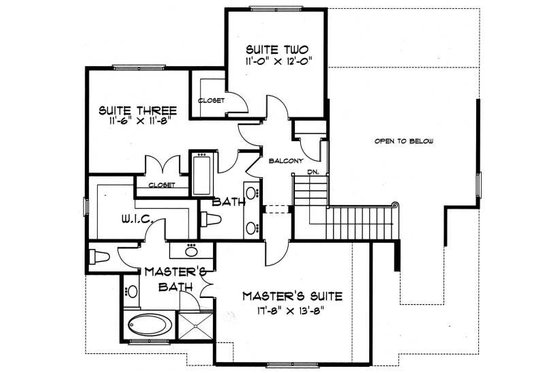 Floor Plan - Upper Floor for Tudor House Plan #413-135 - 4 bed, 3.5 bath
