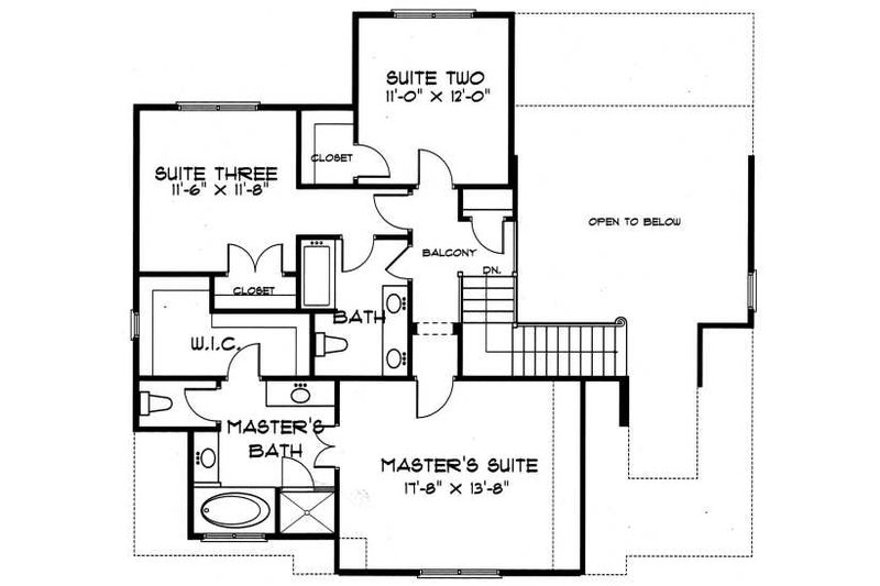 Home Plan - Floor Plan - Upper Floor for Tudor House Plan #413-135 - 4 bed, 3.5 bath