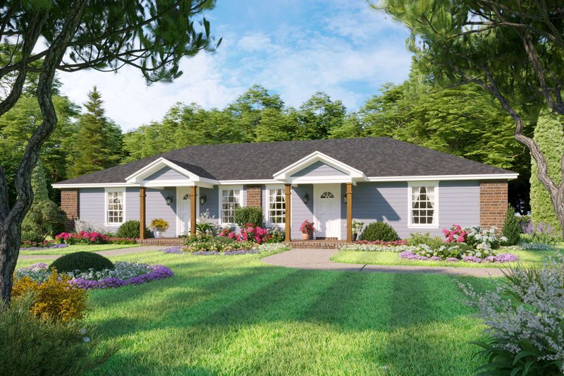 Architectural House Design - Ranch Exterior - Front Elevation Plan #21-471