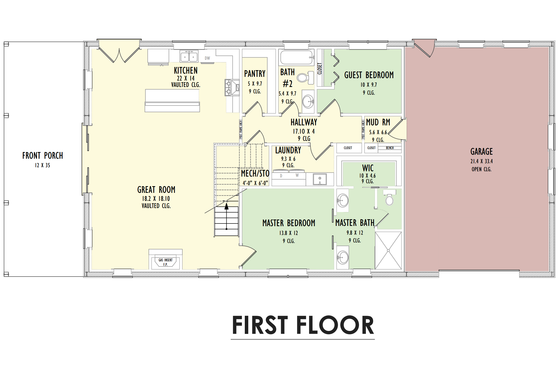 Floor Plan - Main Floor for Barndominium House Plan #1092-35 - 4 bed, 3 bath