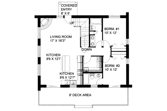 Floor Plan - Main Floor for Log House Plan #117-594 - 2 bed, 2 bath
