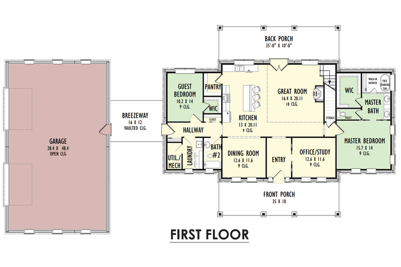 Dream House Plan - Floor Plan - Main Floor for Barndominium House Plan #1092-48 - 5 bed, 3 bath