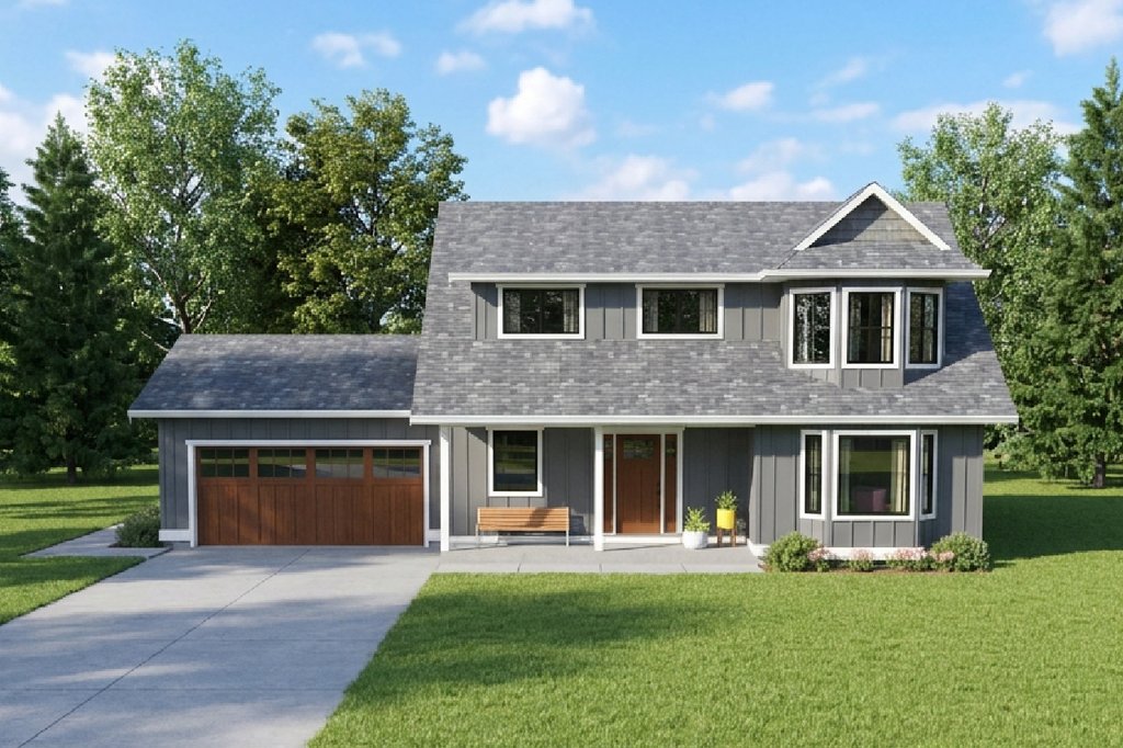 Exterior - Front Elevation 2 for Colonial House Plan #126-118 - 3 bed, 2.5 bath