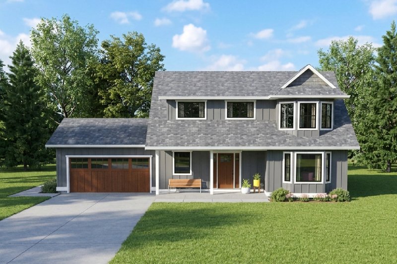 Exterior - Front Elevation 2 for Colonial House Plan #126-118 - 3 bed, 2.5 bath