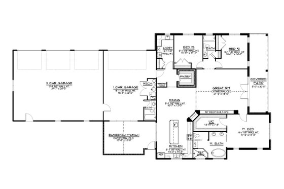 Floor Plan - Main Floor for Cottage House Plan #1064-345 - 3 bed, 3 bath