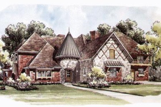Exterior - Front Elevation for European House Plan #141-335 - 5 bed, 4.5 bath
